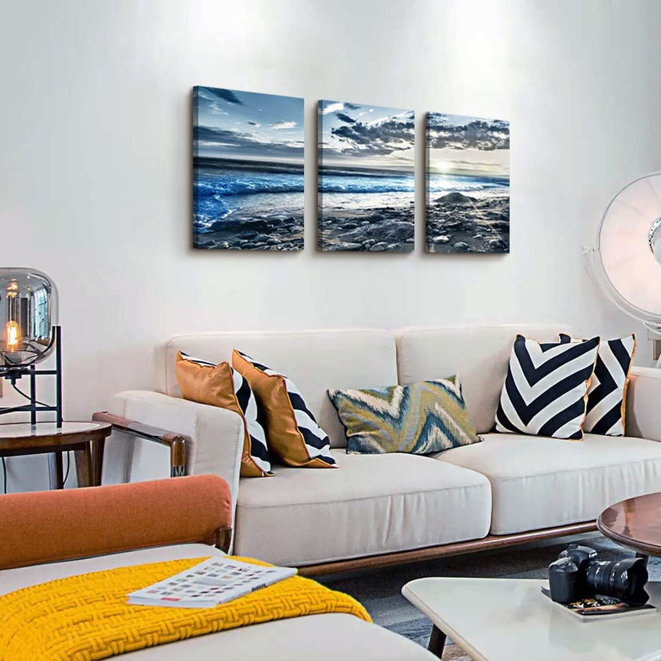 Canvas Wall Art for Living Room Wall Decor for Bedroom Blue Beach Wall Pictur...