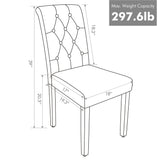 Tufted Faux Leather Dining Chairs with Wood Legs for Kitchen, Set of 6, Gray