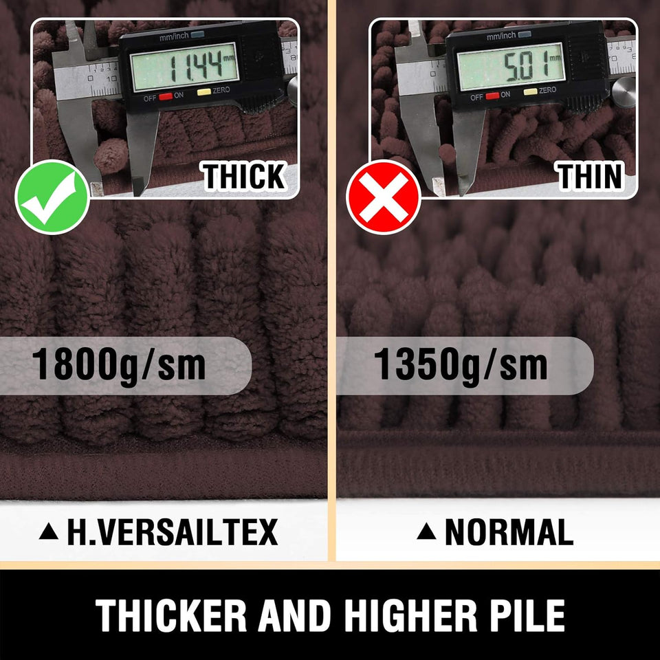 Bathroom Rugs Bath Mats for Bathroom Non Slip Luxury Chenille Bathroom Rugs Extra Soft Absorbent Shaggy Bathroom Mat Rugs Washable Fast Dry 2 Piece (Chocolate, 20" X 32"/17" X 24")