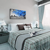 Large Wall Art for Living Room Blue Moon Tree Landscape Abstract Painting Office Bedroom Wall Decor 30" X 60" Single Pieces Canvas Prints Ready to Hang for Home Decoration Black and White Works of Art