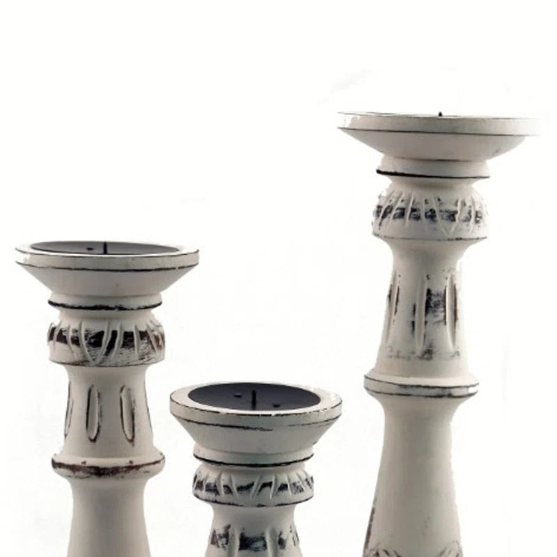 18'' H Wood Tabletop Candlestick