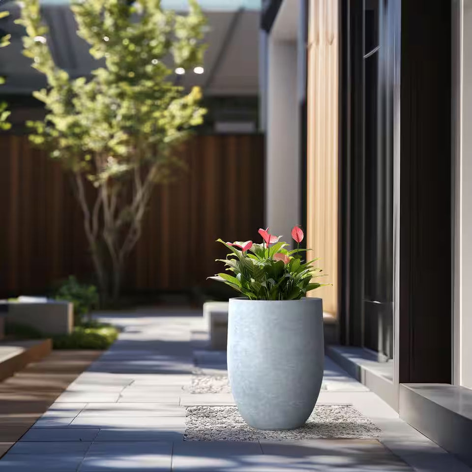 17 In. Large Soft Slate Concrete round Planter / Pot with Drainage Holes