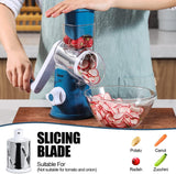 Rotary Cheese Grater, Kitchen Mandoline Vegetable Slicer with 3 Interchangeable Blades, Easy to Clean Rotary Grater Slicer for Fruit, Vegetables, Nuts