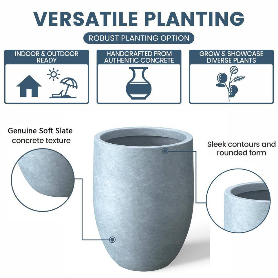 17 In. Large Soft Slate Concrete round Planter / Pot with Drainage Holes