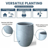 17 In. Large Soft Slate Concrete round Planter / Pot with Drainage Holes