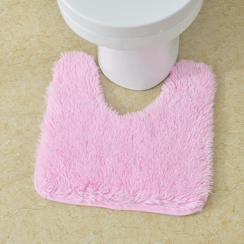 2Pc/3Pc Fluffy Bathroom Rugs Shaggy Bathroom Rugs Sets 2 Piece Bathroom Rugs Sets 3 Piece Toilet Lid Bathroom Decor Set Soft & Washable(3Pc Set, Taupe)