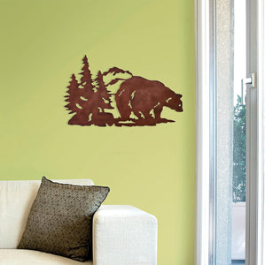 Wilderness Bear Wall Art, Metal Bear Wall Art, Bear Wall Decoration (25W X 15H Inch)