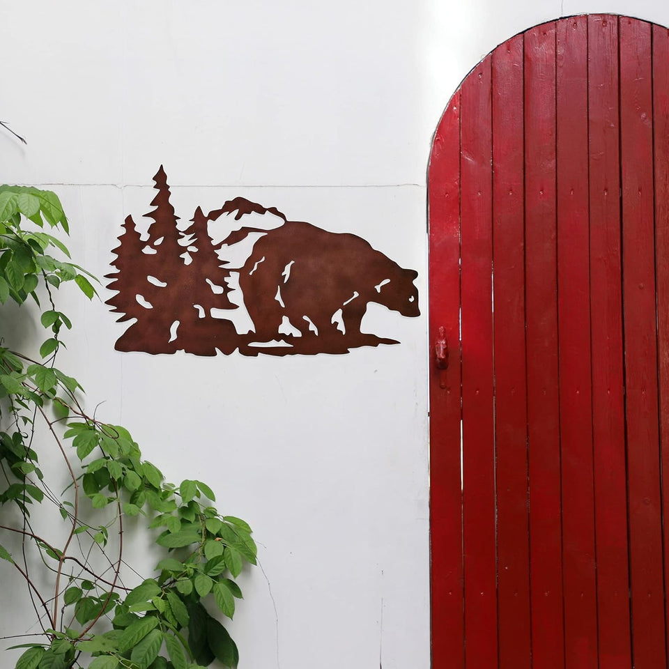Wilderness Bear Wall Art, Metal Bear Wall Art, Bear Wall Decoration (25W X 15H Inch)