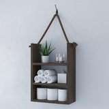 SFC Rustic Wood Bathroom Shelf over Toilet, Wall Mounted, Ladder Style Rope Hanging Shelf (Large)