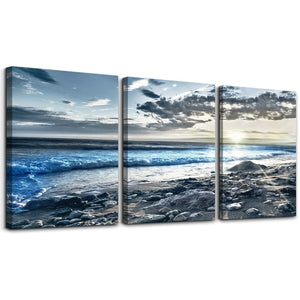 Canvas Wall Art for Living Room Wall Decor for Bedroom Blue Beach Wall Pictur...