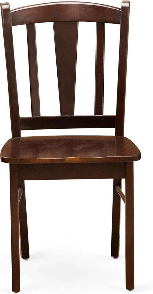 DLC-MAH-W Dublin Dining Chairs - Slat Back Solid Wood Seat Chairs, Set of 2, Mahogany