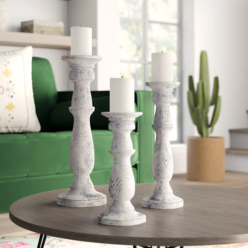 18'' H Wood Tabletop Candlestick