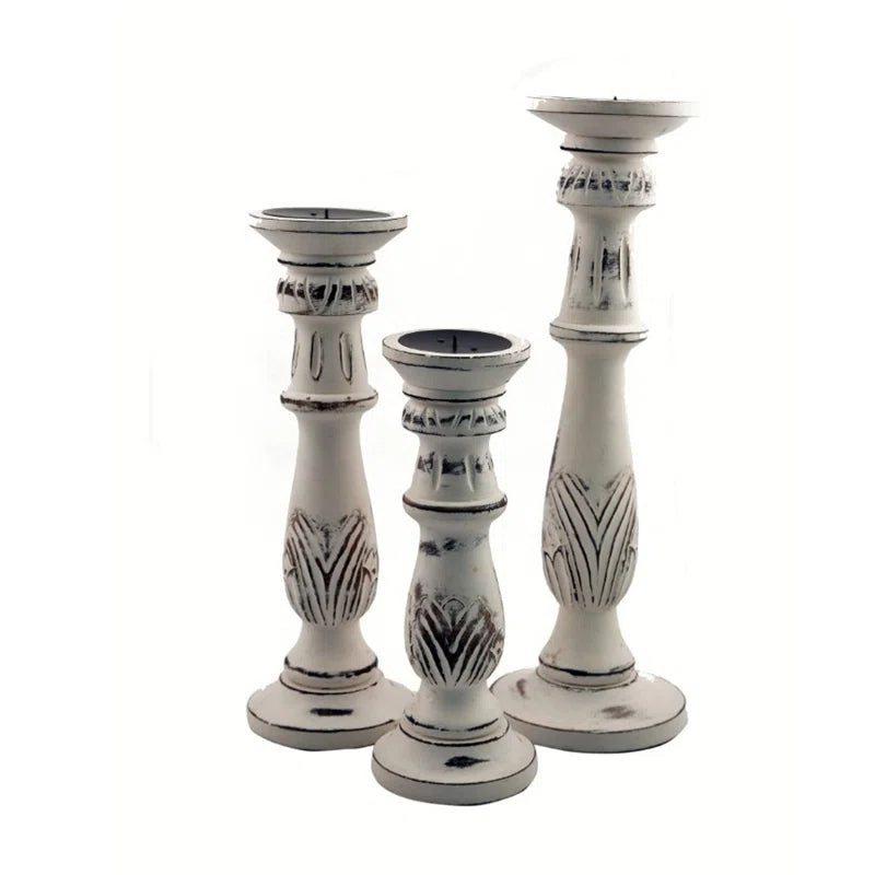 18'' H Wood Tabletop Candlestick