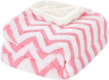 Fleece Sherpa Blanket for Couch(Pink, Throw), Thick Warm Jacquard Chevron Blanket for Winter Christmas, 50 X 60 Inches