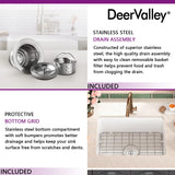 24" L X 19" W Rectangular White Fireclay Undermount Kitchen Sink with Basket Strainer and Sink Grid