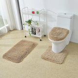 2Pc/3Pc Fluffy Bathroom Rugs Shaggy Bathroom Rugs Sets 2 Piece Bathroom Rugs Sets 3 Piece Toilet Lid Bathroom Decor Set Soft & Washable(3Pc Set, Taupe)