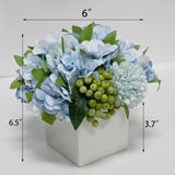 Fake Flowers in Ceramic Vase,Faux Hydrangea Flower Arrangements for Home Decor Artificial Flowers with Vase