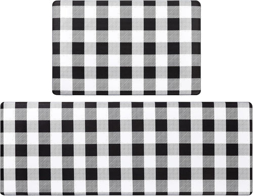 anti Fatigue Kitchen Mat Set of 2, Farmhouse Kitchen Rugs Non Skid Washable, Cushioned Kitchen Mats for Floor, Waterproof Memory Foam Kitchen Floor Mats, Standing Desk Mat Kitchen Runner Carpet