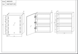 Bathroom Medicine Cabinet, Medicine Cabinets for Bathroom with LED, Bathroom Medicine Cabinet Wall Mounted Mirrored Aluminum, Recessed/Surface Mount