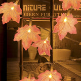 Thanksgiving Maple Leaf String Lights-2Strings/Box 15Ft 40Fairy Thanksgiving Lights-Waterproof Battery Box-8 Modes Golden Maple Lighted –Thanksgiving Decoration for Home Indoor Autumn