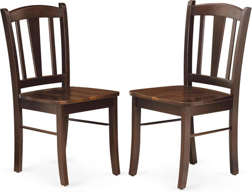 DLC-MAH-W Dublin Dining Chairs - Slat Back Solid Wood Seat Chairs, Set of 2, Mahogany