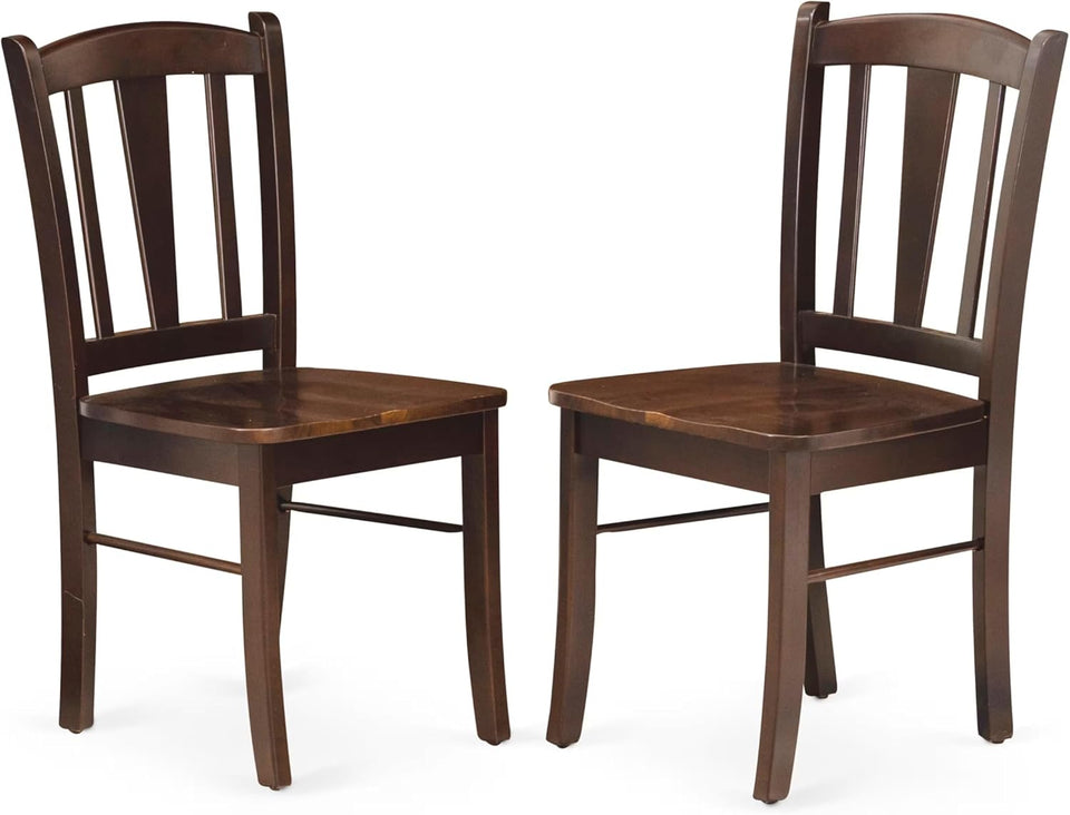 DLC-MAH-W Dublin Dining Chairs - Slat Back Solid Wood Seat Chairs, Set of 2, Mahogany