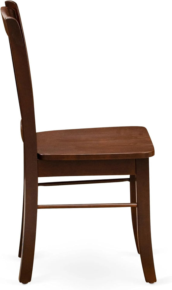 DLC-MAH-W Dublin Dining Chairs - Slat Back Solid Wood Seat Chairs, Set of 2, Mahogany