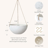 Hanging Planters for Indoor Plants - Flower Pots Outdoor 9.84 Inch Garden Planters and Pots,Speckled White Set of 2