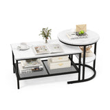Set of 2 Nesting Coffee Table with Extra Storage Shelf for Living Room