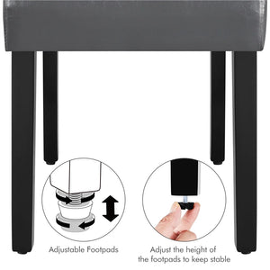 Tufted Faux Leather Dining Chairs with Wood Legs for Kitchen, Set of 6, Gray