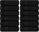 Luxury Cotton Washcloths 13X13 Inch - 650 GSM Turkish Cotton | Hotel, Spa, Bathroom Face Towel | 12 Pack, Black