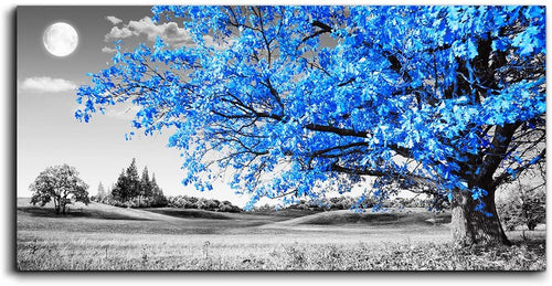 Large Wall Art for Living Room Blue Moon Tree Landscape Abstract Painting Office Bedroom Wall Decor 30
