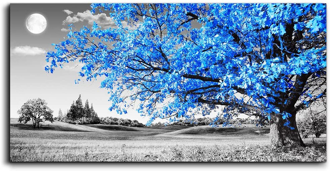 Large Wall Art for Living Room Blue Moon Tree Landscape Abstract Painting Office Bedroom Wall Decor 30