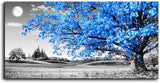 Large Wall Art for Living Room Blue Moon Tree Landscape Abstract Painting Office Bedroom Wall Decor 30" X 60" Single Pieces Canvas Prints Ready to Hang for Home Decoration Black and White Works of Art