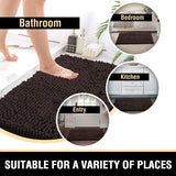 Bathroom Rugs Bath Mats for Bathroom Non Slip Luxury Chenille Bathroom Rugs Extra Soft Absorbent Shaggy Bathroom Mat Rugs Washable Fast Dry 2 Piece (Chocolate, 20" X 32"/17" X 24")