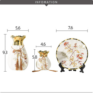 Ceramic Flower Vases Set of 3, Special Design Style of Flambed Glazed,Decorative Modern Floral Vase for Home Decor Living Room Centerpieces and Events White2