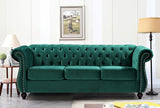 Feinstein Modern Velvet Chesterfield Couches for Living Room with Nailheads, Diamond Tufting & Durable Metal Frame, Chair, Loveseat & Sofa, Green