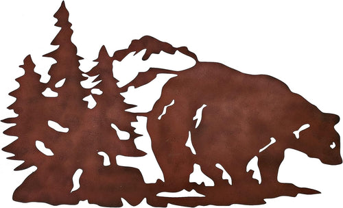 Wilderness Bear Wall Art, Metal Bear Wall Art, Bear Wall Decoration (25W X 15H Inch)