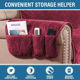 Thick Velvet Sofa Cover Soft Couch Cover for 3 Cushion Cover Washable Furniture Protector for Dogs Non-Slip Sofa Slipcover Fit Sitting Width up to 78"(Oversaized Sofa, Burgundy)