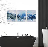 Abstract Canvas Wall Art - Blue & Navy Wall Art Set of 3 X 12X16Inch Blue Living Room, Bedroom, Bathroom Wall Artwork, Gable Artwork, Picture Art