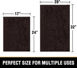 Bathroom Rugs Bath Mats for Bathroom Non Slip Luxury Chenille Bathroom Rugs Extra Soft Absorbent Shaggy Bathroom Mat Rugs Washable Fast Dry 2 Piece (Chocolate, 20" X 32"/17" X 24")
