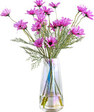 Modern Glass Vase Irised Crystal Clear Glass Vase for Home Office Decor (Neon Clear)
